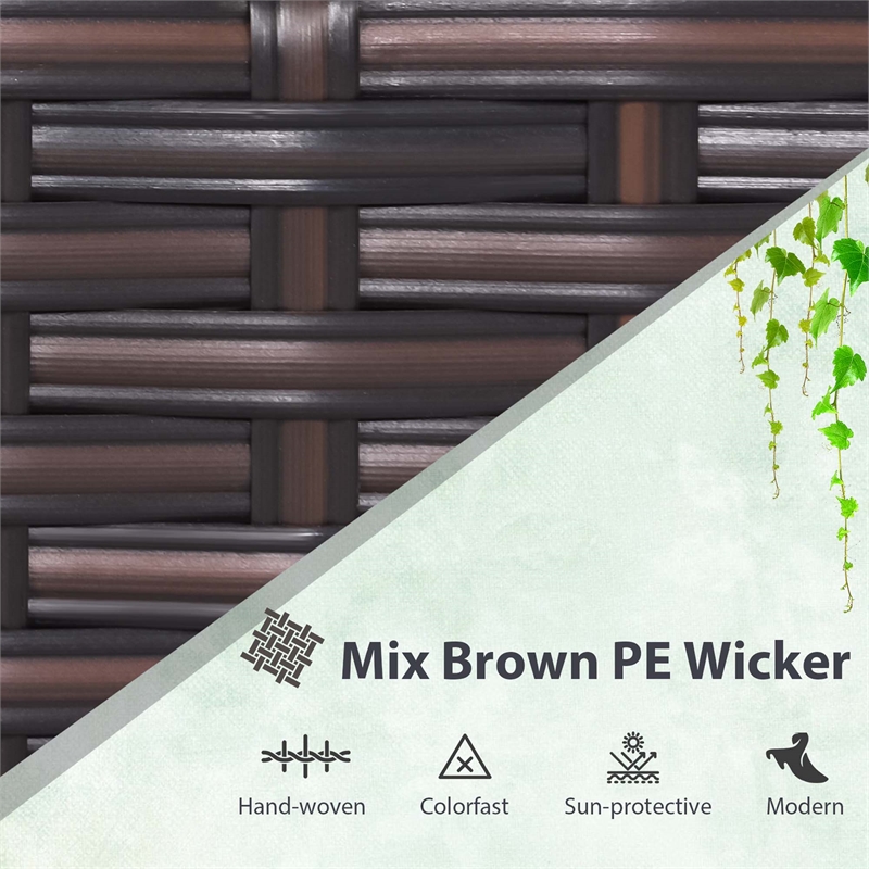 Pemberly Row 3PCS Patio Set Cushioned Conversation Set Sofa Beige Turquoise