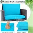 Pemberly Row 3PCS Patio Set Cushioned Conversation Set Sofa Beige Turquoise