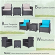 Pemberly Row 3PCS Patio Set Cushioned Conversation Set Sofa Beige Turquoise