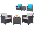 Pemberly Row 3PCS Patio Set Cushioned Conversation Set Sofa Beige Turquoise