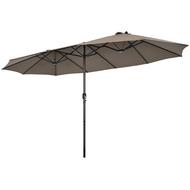Pemberly Row 15FT Patio Double Sided Umbrella Crank Garden Brown