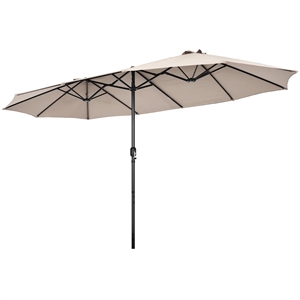 Pemberly Row 15FT Patio Double Sided Umbrella Crank Garden Beige