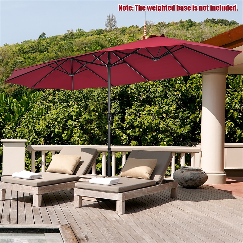 Pemberly Row 15FT Patio Double Sided Umbrella Crank Garden Red