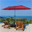 Pemberly Row 15FT Patio Double Sided Umbrella Crank Garden Red