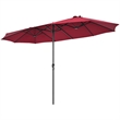 Pemberly Row 15FT Patio Double Sided Umbrella Crank Garden Red