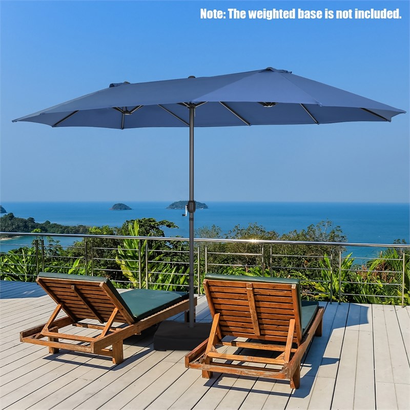 Pemberly Row 15FT Patio Double Sided Umbrella Crank Garden Navy