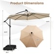 Pemberly Row 10FT Hanging Offset Umbrella 32 LED Lights Beige