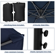 Pemberly Row 10FT Hanging Offset Umbrella 32 LED Lights Navy