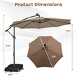 Pemberly Row 10FT Hanging Offset Umbrella 32 LED Lights Brown
