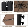 Pemberly Row 10FT Hanging Offset Umbrella 32 LED Lights Brown