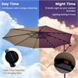 Pemberly Row 10FT Hanging Offset Umbrella 32 LED Lights Brown
