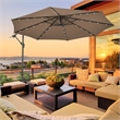Pemberly Row 10FT Hanging Offset Umbrella 32 LED Lights Brown