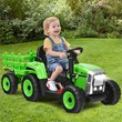 Pemberly Row 12V Kids Ride On Tractor with Trailer Ground Loader Green