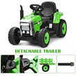 Pemberly Row 12V Kids Ride On Tractor with Trailer Ground Loader Green