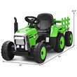 Pemberly Row 12V Kids Ride On Tractor with Trailer Ground Loader Green