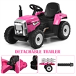 Pemberly Row 12V Kids Ride On Tractor with Trailer Ground Loader Pink