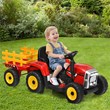 Pemberly Row 12V Kids Ride On Tractor with Trailer Ground Loader Red