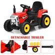 Pemberly Row 12V Kids Ride On Tractor with Trailer Ground Loader Red