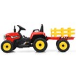 Pemberly Row 12V Kids Ride On Tractor with Trailer Ground Loader Red