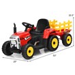 Pemberly Row 12V Kids Ride On Tractor with Trailer Ground Loader Red
