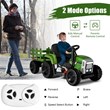 Pemberly Row 12V Kids Ride On Tractor with Trailer Ground Loader Dark Green