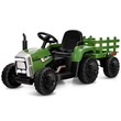 Pemberly Row 12V Kids Ride On Tractor with Trailer Ground Loader Dark Green