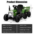 Pemberly Row 12V Kids Ride On Tractor with Trailer Ground Loader Dark Green