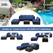 Pemberly Row 6PCS Outdoor Patio Rattan Furniture Set Sectional Sofa Navy