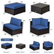 Pemberly Row 6PCS Outdoor Patio Rattan Furniture Set Sectional Sofa Navy