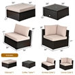 Pemberly Row 6PCS Outdoor Patio Rattan Furniture Set Sectional Sofa Brown