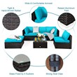 Pemberly Row 6PCS Outdoor Patio Rattan Furniture Set Sectional Sofa Turquoise
