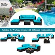 Pemberly Row 6PCS Outdoor Patio Rattan Furniture Set Sectional Sofa Turquoise