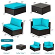 Pemberly Row 6PCS Outdoor Patio Rattan Furniture Set Sectional Sofa Turquoise
