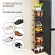 Pemberly Row 7-Tier Shoe Rack Free Standing Shelf Storage Tower Rustic Brown