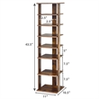 Pemberly Row 7-Tier Shoe Rack Free Standing Shelf Storage Tower Rustic Brown