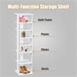 Pemberly Row 7-Tier Shoe Rack Free Standing Shelf Storage Tower Rustic White