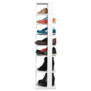 Pemberly Row 7-Tier Shoe Rack Free Standing Shelf Storage Tower Rustic White