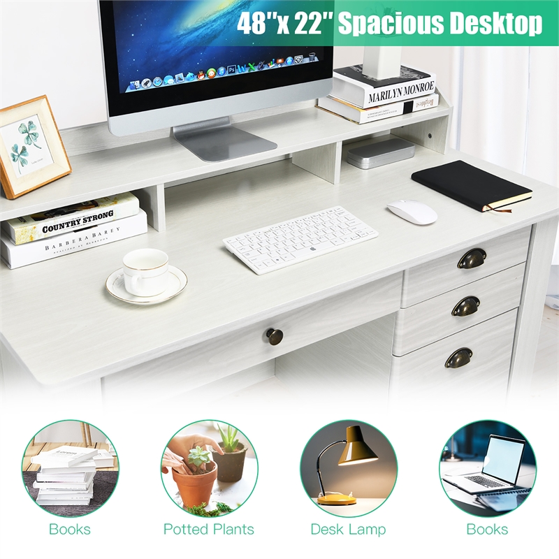 Pemberly Row Computer Desk PC Laptop Writing Table Workstation White