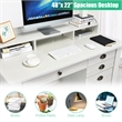 Pemberly Row Computer Desk PC Laptop Writing Table Workstation White