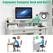 Pemberly Row Computer Desk PC Laptop Writing Table Workstation White