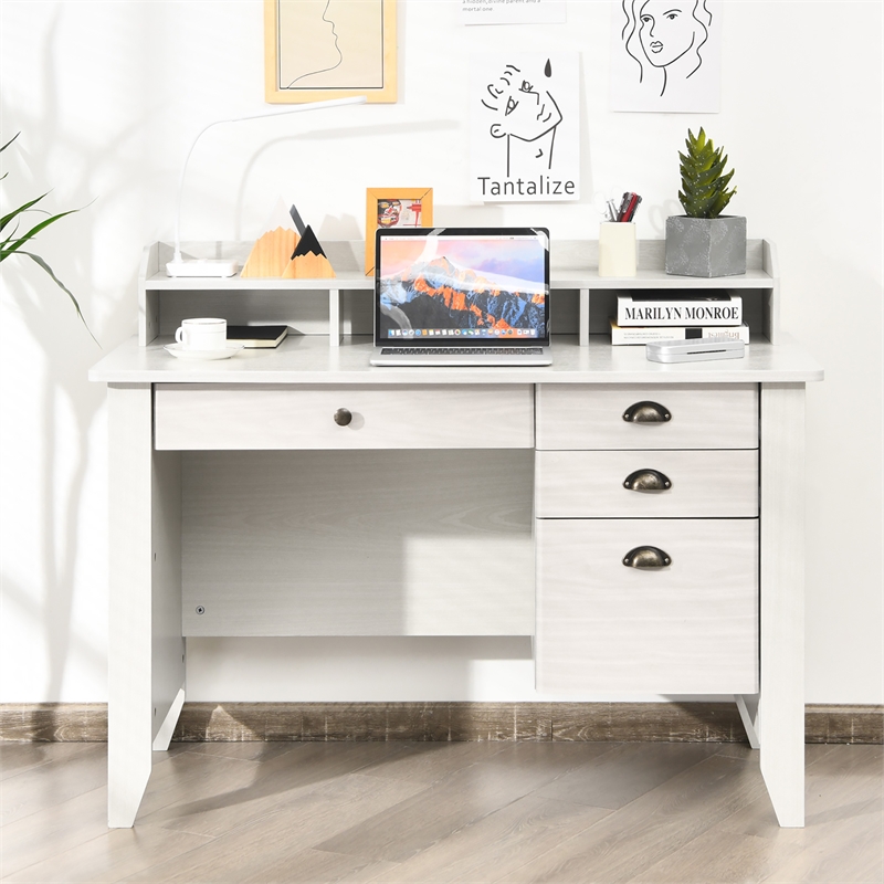 Pemberly Row Computer Desk PC Laptop Writing Table Workstation White