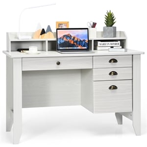 Pemberly Row Computer Desk PC Laptop Writing Table Workstation White