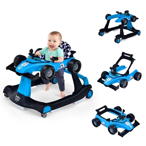 Pemberly Row 4-in-1 Baby Walker Foldable Activity Push Walker Adjustable Blue
