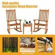 Pemberly Row 3PCS Rocking Chair Set W/ Coffee Table & 2 Wood Chairs Natural