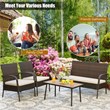 Pemberly Row 4PCS Patio Rattan Furniture Conversation Set Brown