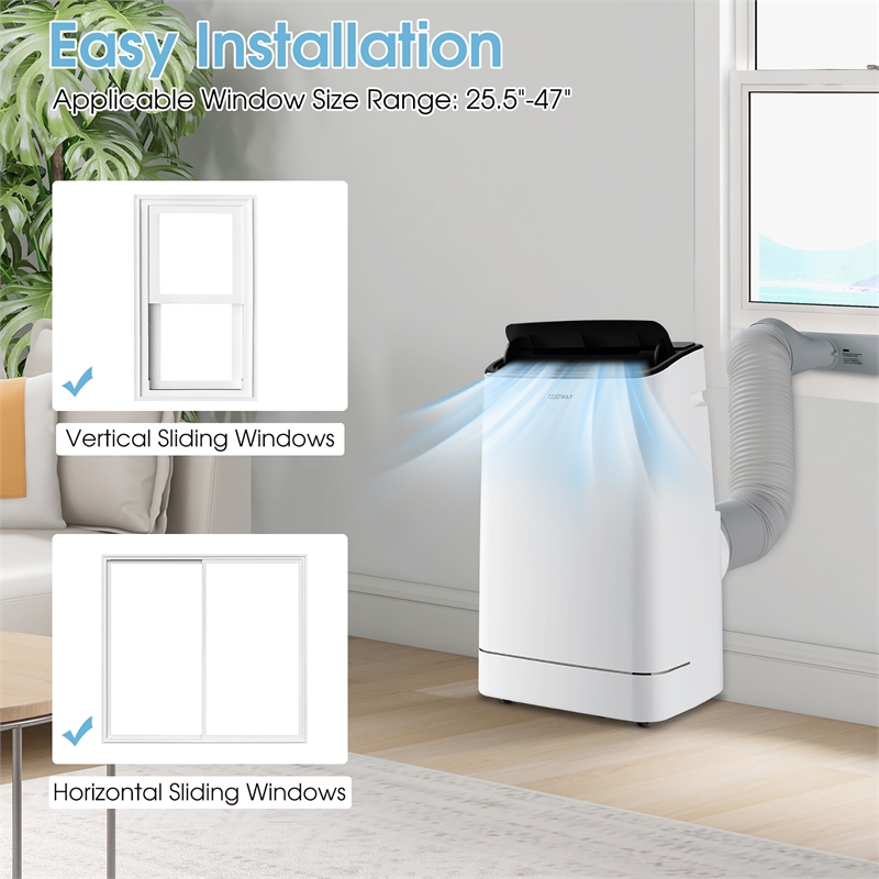 Pemberly Row 15000 BTU Portable Air Conditioner with Remote APP Control White