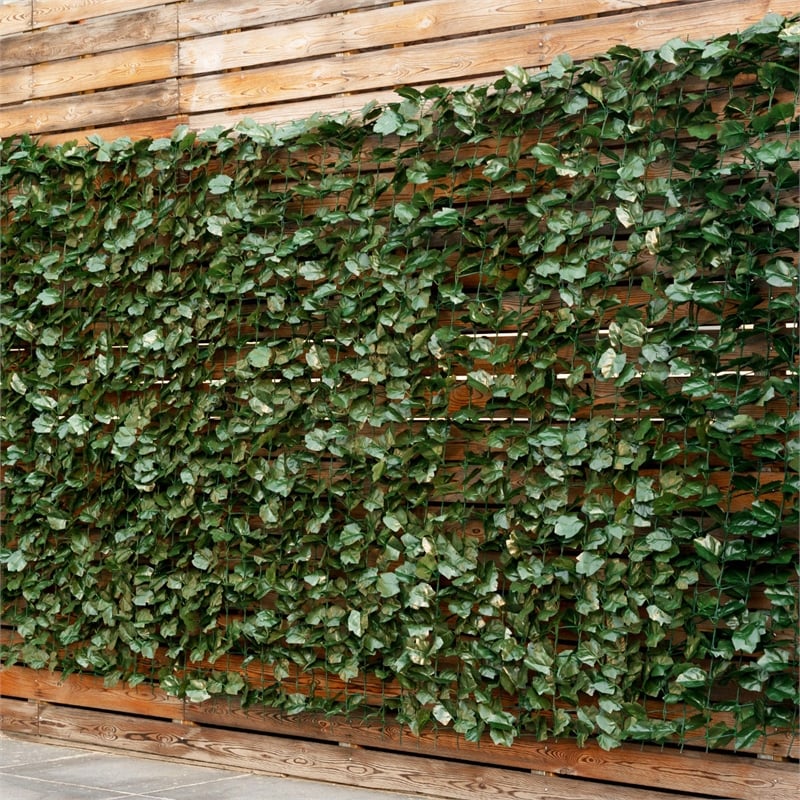 Pemberly Row 59''x118'' Faux Ivy Leaf Decorative Privacy Fence Screen Green