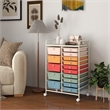 Pemberly Row 15 Drawer Rolling Storage Cart Mobile Cart Organizer Multicolored