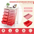 Pemberly Row 15 Drawer Rolling Storage Cart Mobile Cart Organizer Pink
