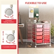 Pemberly Row 15 Drawer Rolling Storage Cart Mobile Cart Organizer Pink